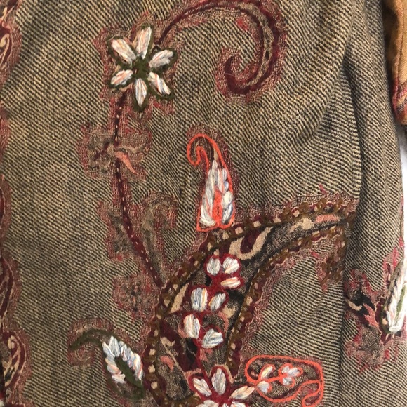 Soft Surroundings wool tapestry embroidered open front cardigan with pockets. - Picture 6 of 8